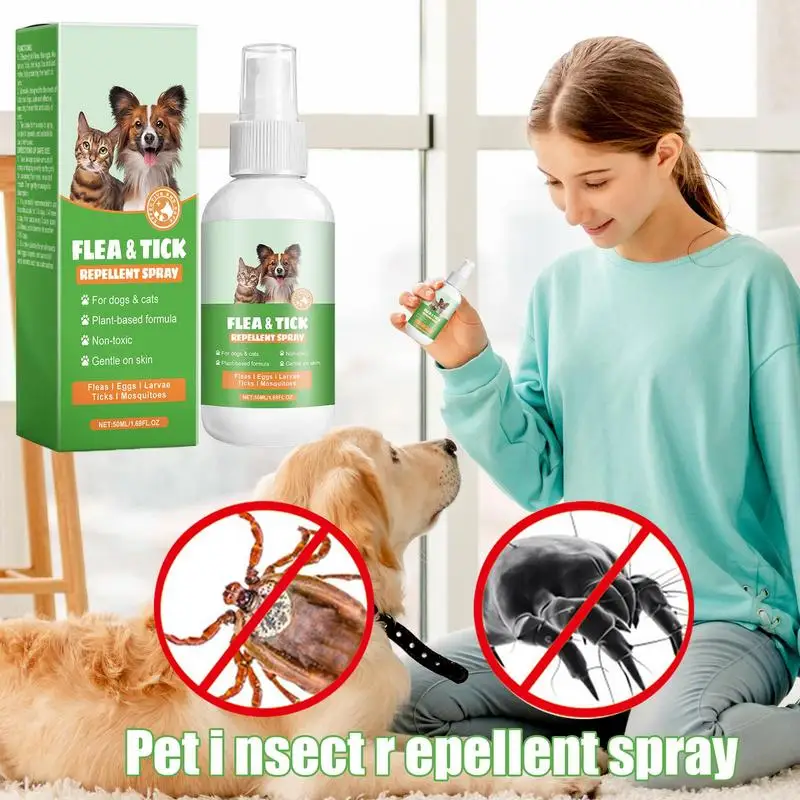 Spray anti-mouche pour animaux de compagnie, efficace, répulsif pour animaux de compagnie, araignée, chien, démontage, intérieur, sûr à utiliser pour garder la peau en bonne santé, 50ml