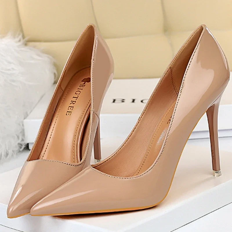 Shoes Patent Leather Woman Pumps High Heels Stiletto Heels 10.5 Cm Red Wedding Shoe Bridal Shoes Women Heels 2025