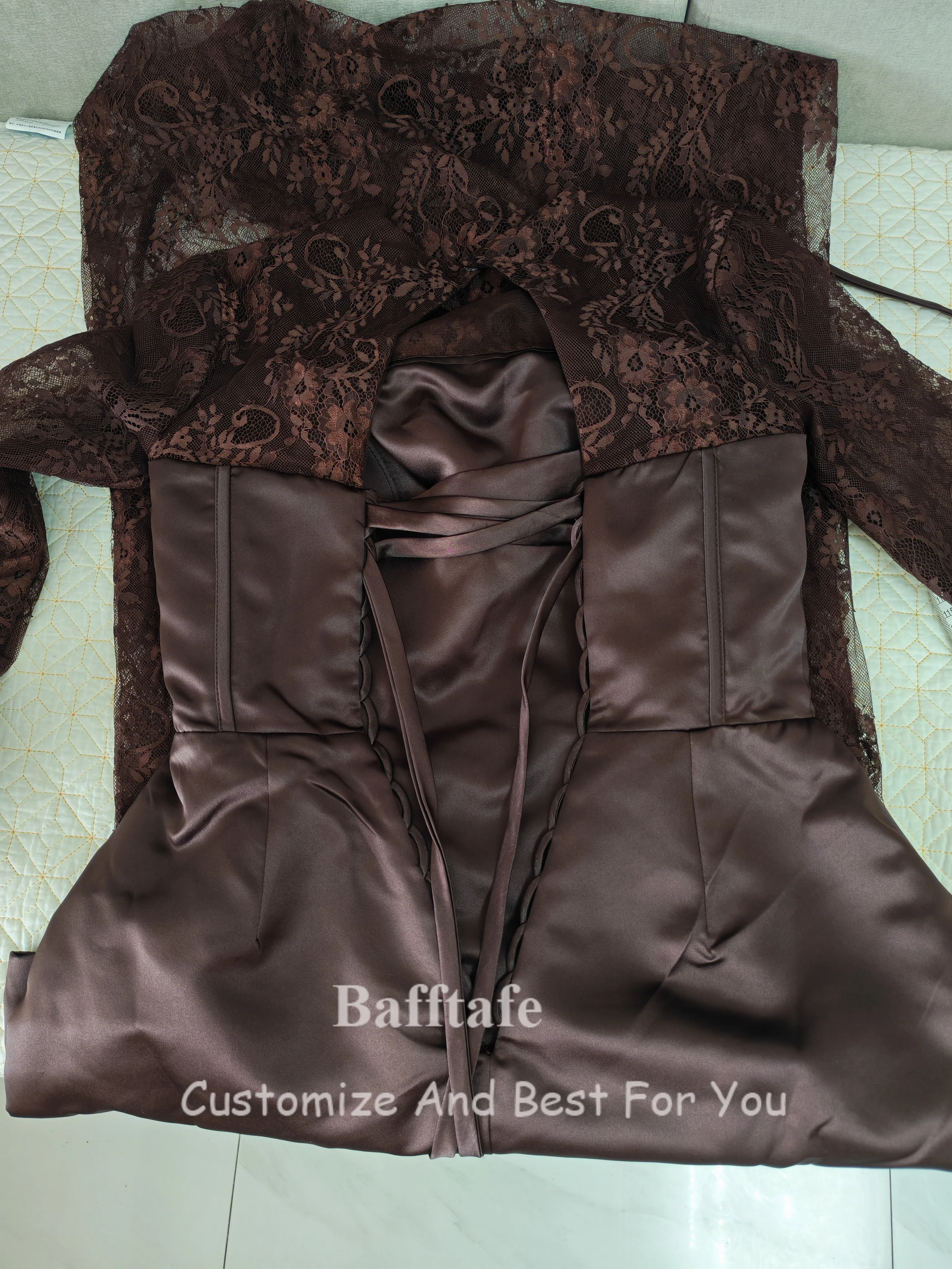 Bafftafe Customized Brown A Line Evening Dresses Lace Long Sleeves Women's Formal Prom Dress Wedding Party Engagement Gowns 2026 image 2