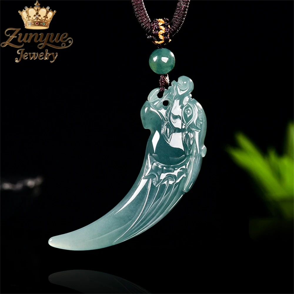 

Подлинный натуральный жадеит класса А, голубая вода, дракон, зуб зодиака, дракон, кулон, роскошное качество ювелирных изделий, модные ювелирные изделия, подвески Gi