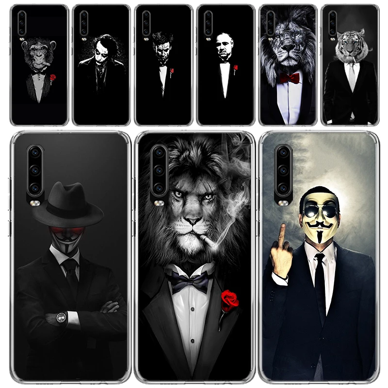 Man Suit Shirt Tie Transparent Soft Phone Case for Huawei P30 P40 P50 P20 P10 Lite Mate 40 30 20 10 Pro Print Custom Cover