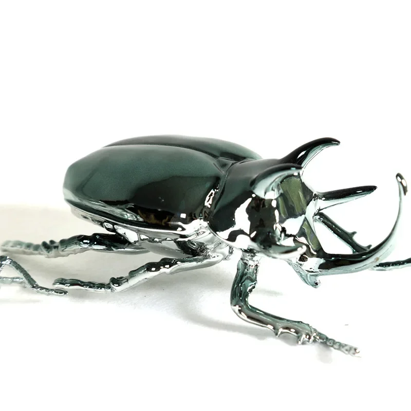 Metal Handicrafts Simulated Insect Sculpture Silver Dragonfly Rhinoceros Beetle Metal Figurine Home Decoration Accessories
