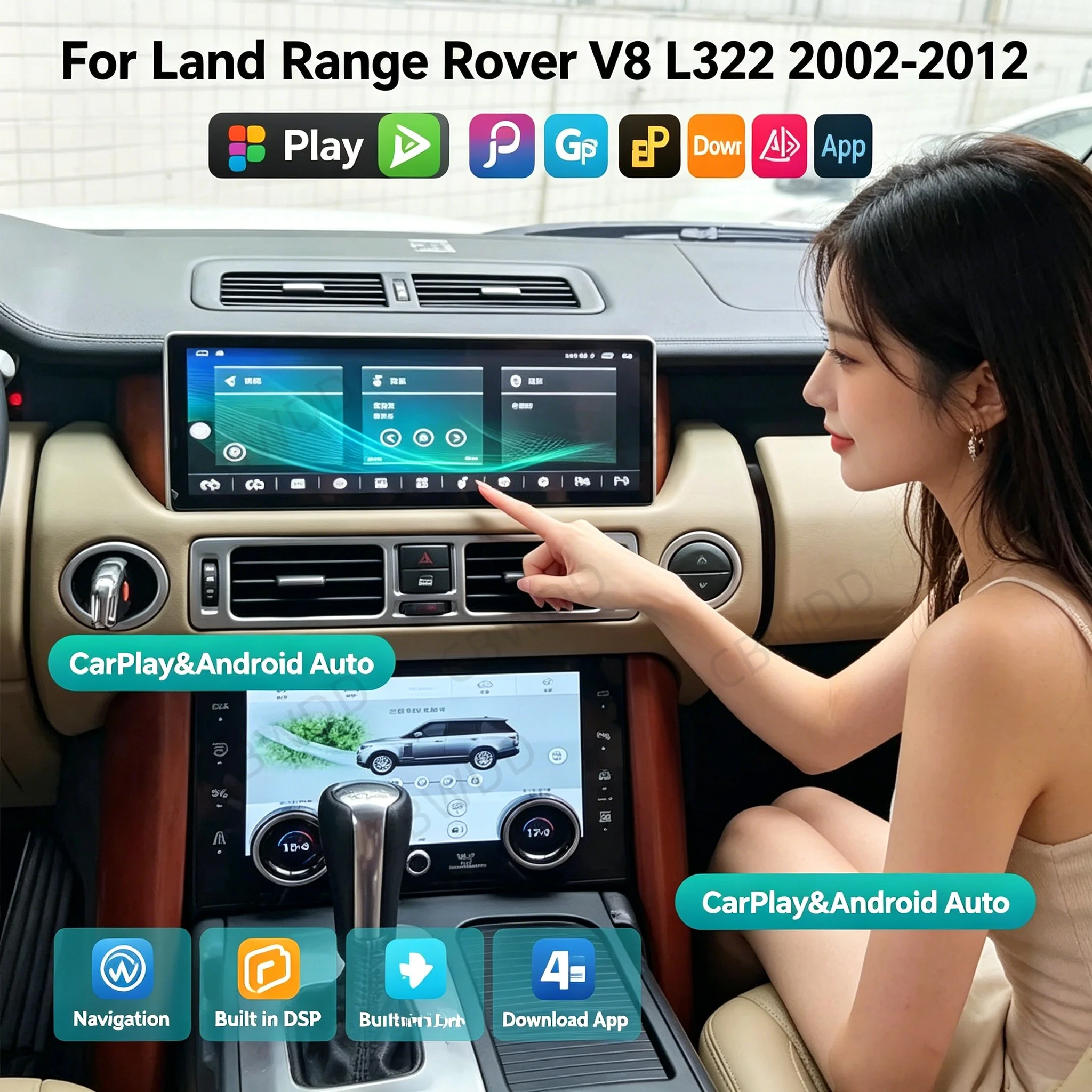

10.25" Android 14 Carplay For Land Range Rover V8 L322 2002-2012 Car Radio Qled Screen Multimedia Video Player GPS Navigation HU
