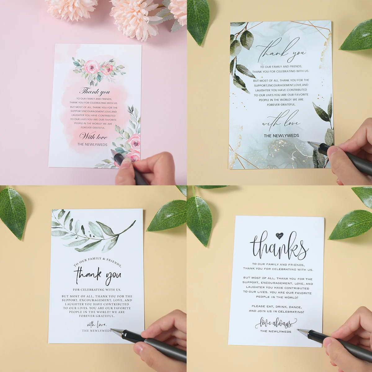 25Pcs Personalized Thank You Cards Wedding Party Decorations Celebration Favors Table Card Wedding Ceremony Guest Invitations