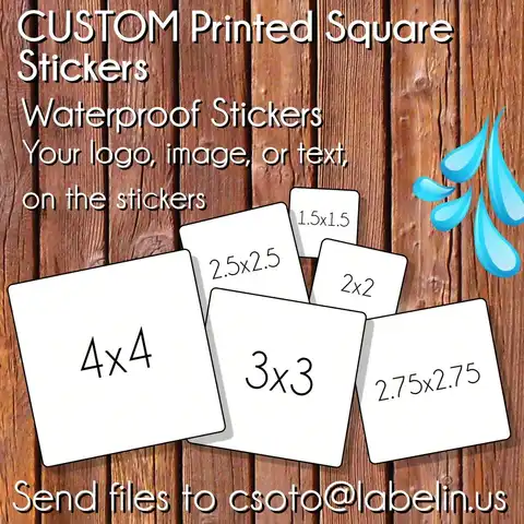 Custom stickers 4-8 cm personalized square business car water bottle decals wedding labels multiple sizes available -10 to 1000