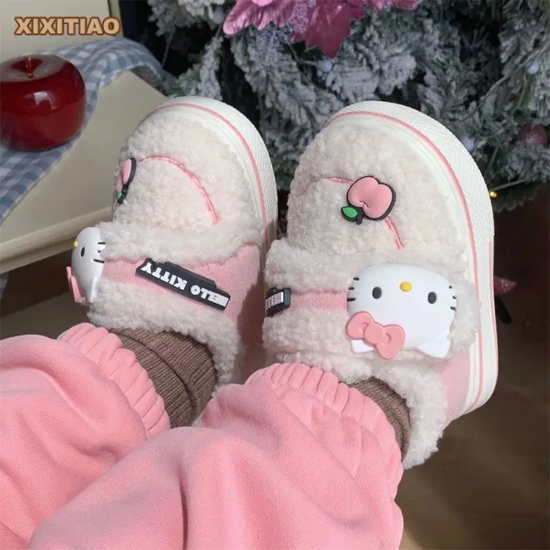 

Girls Cotton Shoes Child Winter Thicken Anti-Slippery Outerwear Kawaii Anime Cartoon Fashion New Casual Shoe Suede bean shoes