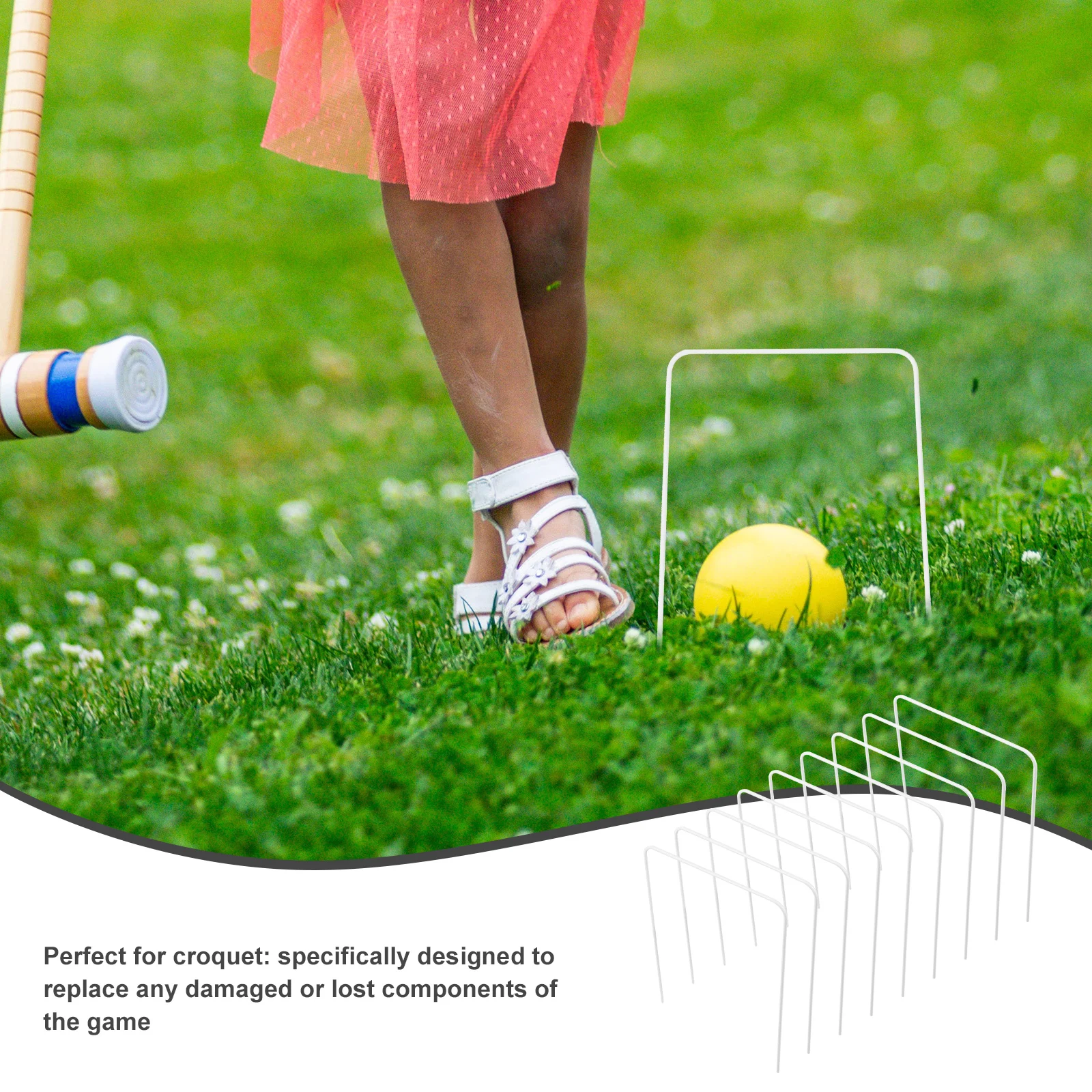 

9 Pcs Croquet Hoops Replacement Lawn Wickets for Croquette Parts Crouqet