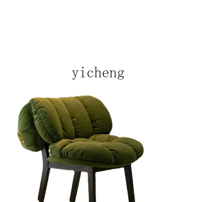 

Solid Wood Dining Chair Creative Leisure Soft Chair Vintage Fabric Home Backrest Chair