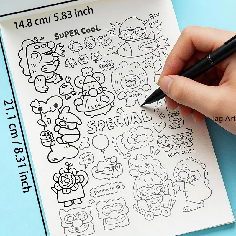 Anxious Relief Hand Picture Book, Copy Line Drawing Album, Dinosaur/Monster/Food And Other Themes, Creative Coloring Book