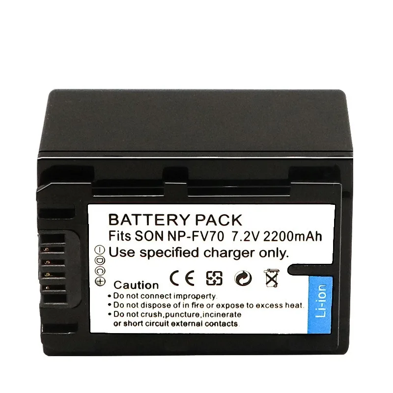2200 mAh Ersatzakku für Sony NP-FV70, kompatibel mit FDR-AX40 AX45 AX60 DEV-3 DEV-5 DEV-50 Camcorder