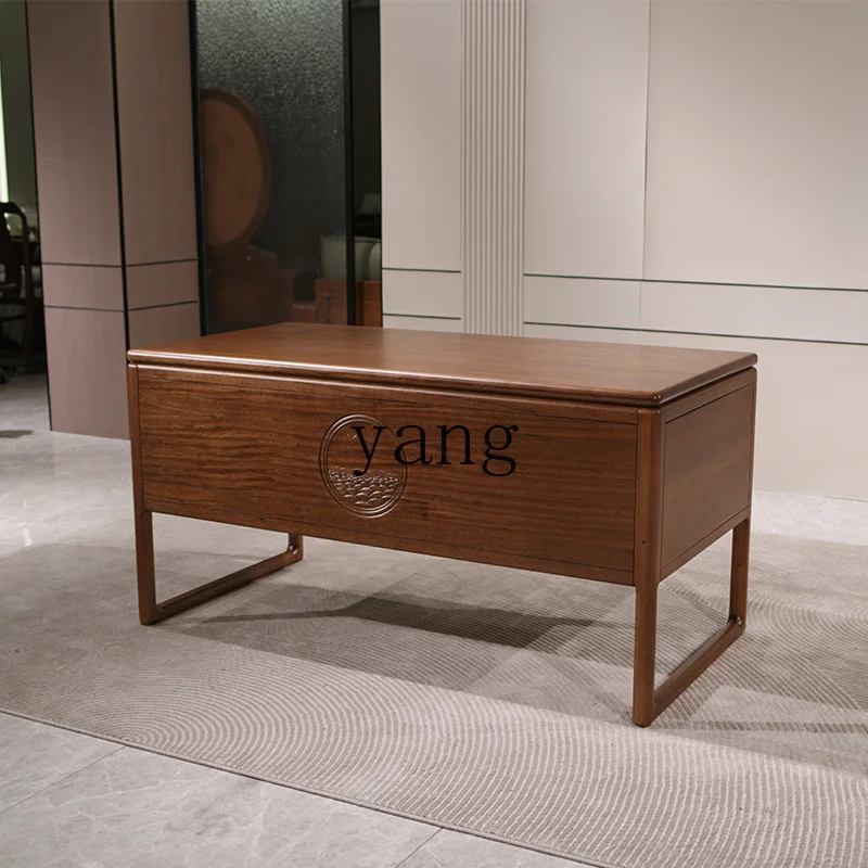LMM New Chinese Ebony Type Desk Modern Chinese Study Solid Wood Furniture