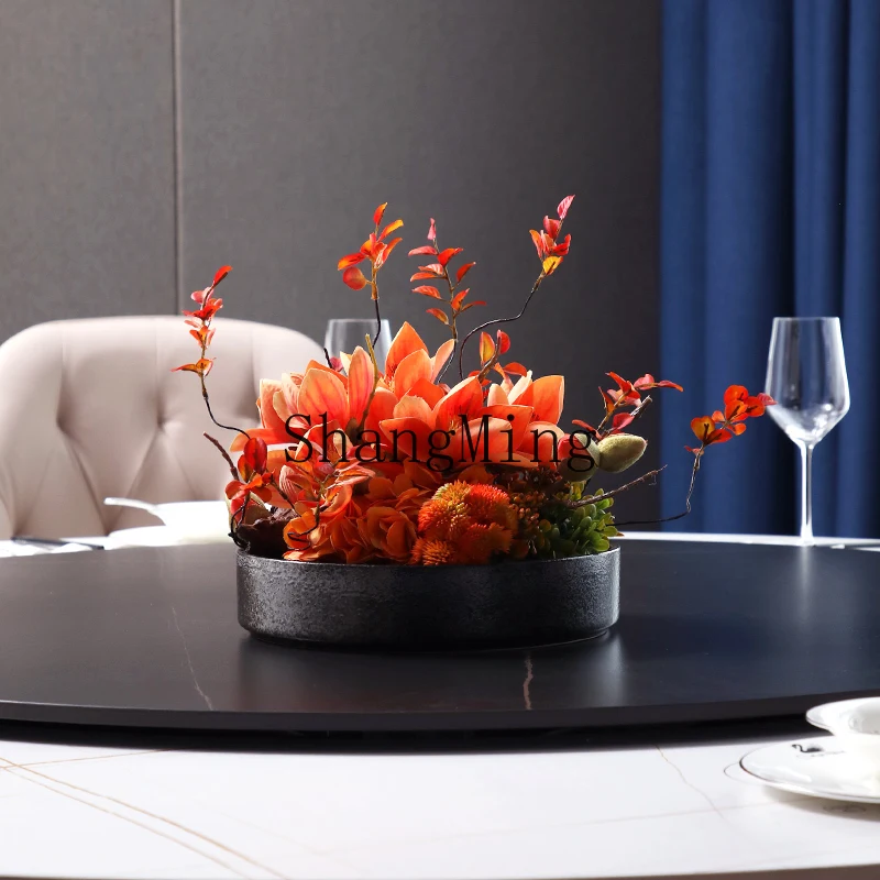 CL  table turntable simulation flower dining table middle ornament high-end dining table bonsaidecoration ornament