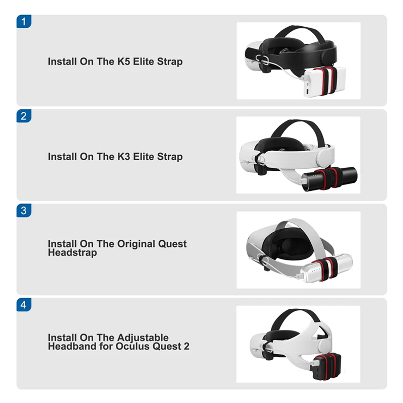 B63B-2X VR Power Bank Bevestigingsbeugel Batterijriem voor Oculus Quest 2 Verstelbare hoofdband Batterij Vaste houder