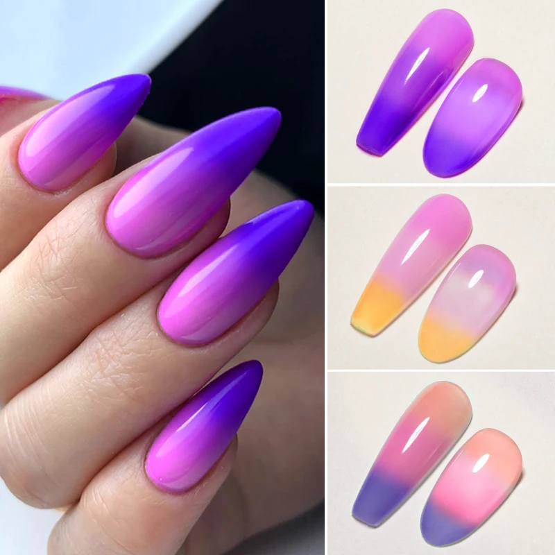 Mtssii Thermal Gel Nail Polish 7ml Semi Permanent Temperature Color Changing Glitter Thermo Soak Off UV Nail Art Gel Varnish