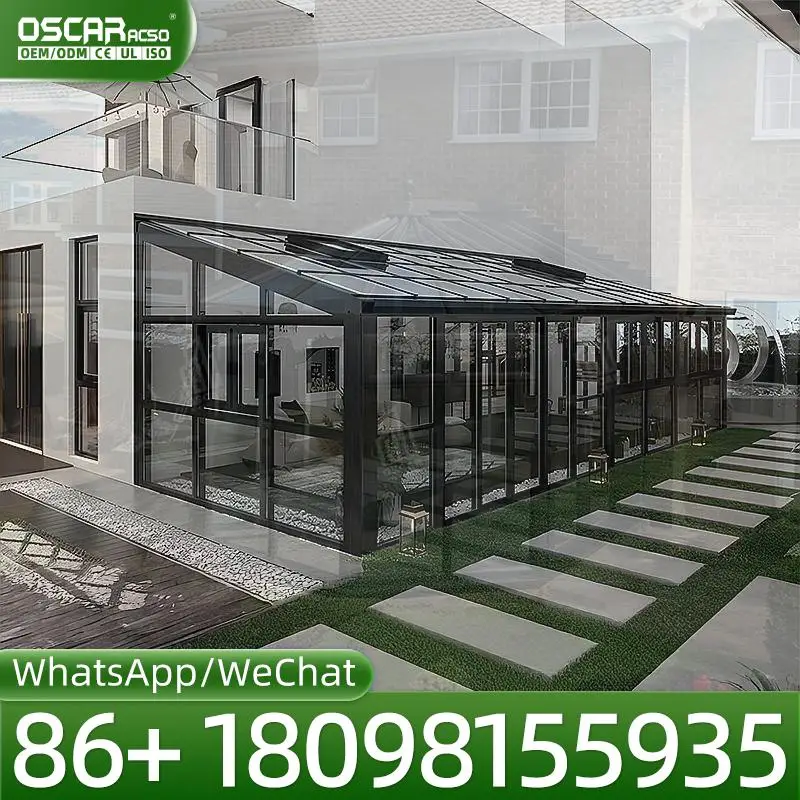 Wholesale Prefabricated Modular Solarium Tiny Cabin with Glass Wall Roof for Garden Office Outdoor Residential Use sunroom