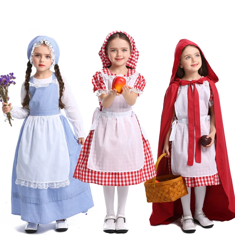 

Medieval Peasant Women's Clothing Maid Farm Kitchen Sle Country Life Parent-Child Matching Outfits Polyester Fiber Dr