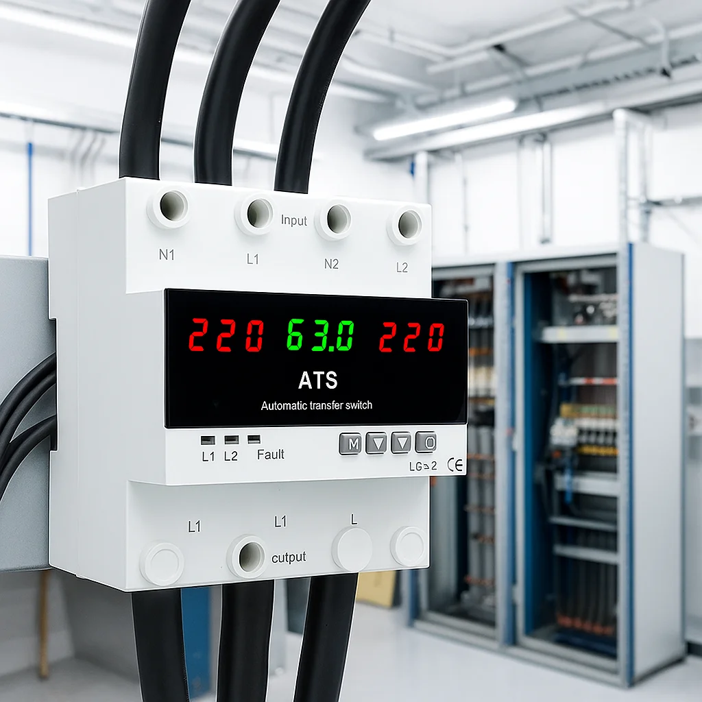 GINRI JMRD-DSX 63A 100A Transfer Switch Automatic Relay 3 Phase ATS with High/Low Voltage Protection Relay Home Use