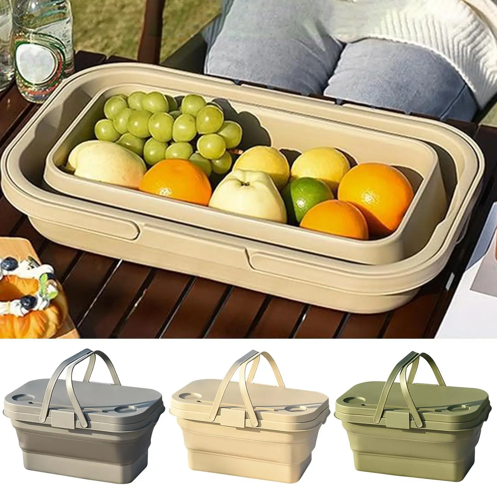 

Vegetable Basket For Garden Large Foldable Beach Basket With Handle Home Organization For Camping Fruit Vegetable Food Gathering
