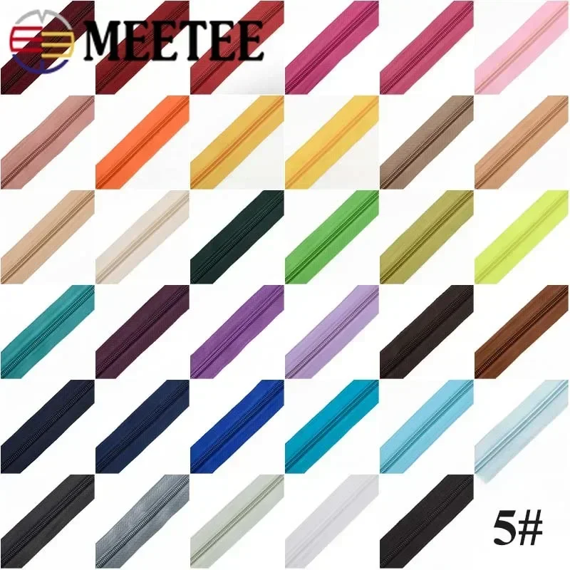 Meetee 5# 5/10Meters Nylon Zipper +Pull Sliders for Home Textile Clothing Luggage Bags Quilt Cover Zip Sewing Accessories AP672