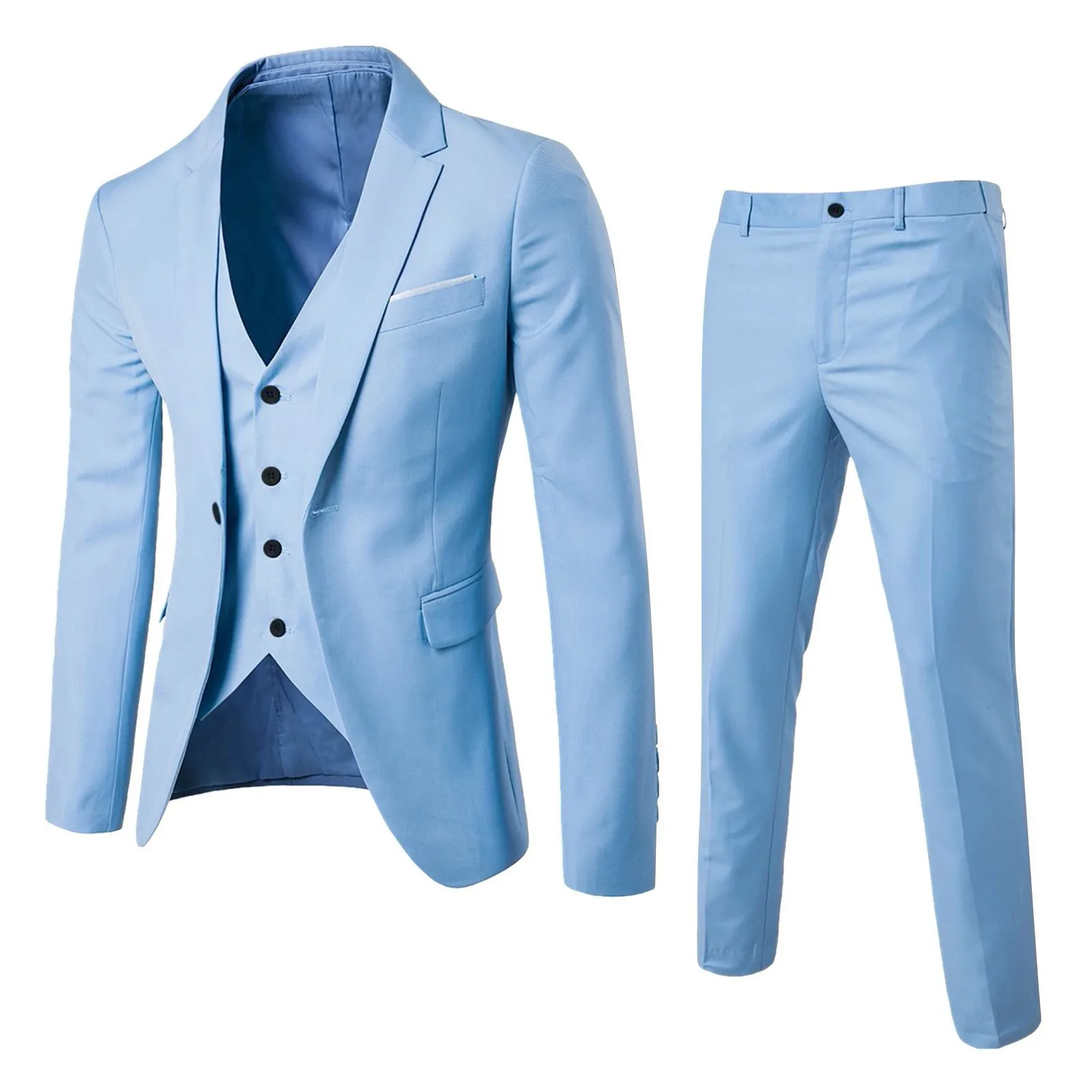 Men’s Suit 3 Piece Set Blazer+Vest+Pants Business Office Wedding Evening Party Boutique Formal Coat Groom Groomsmen Tuxedo Suit