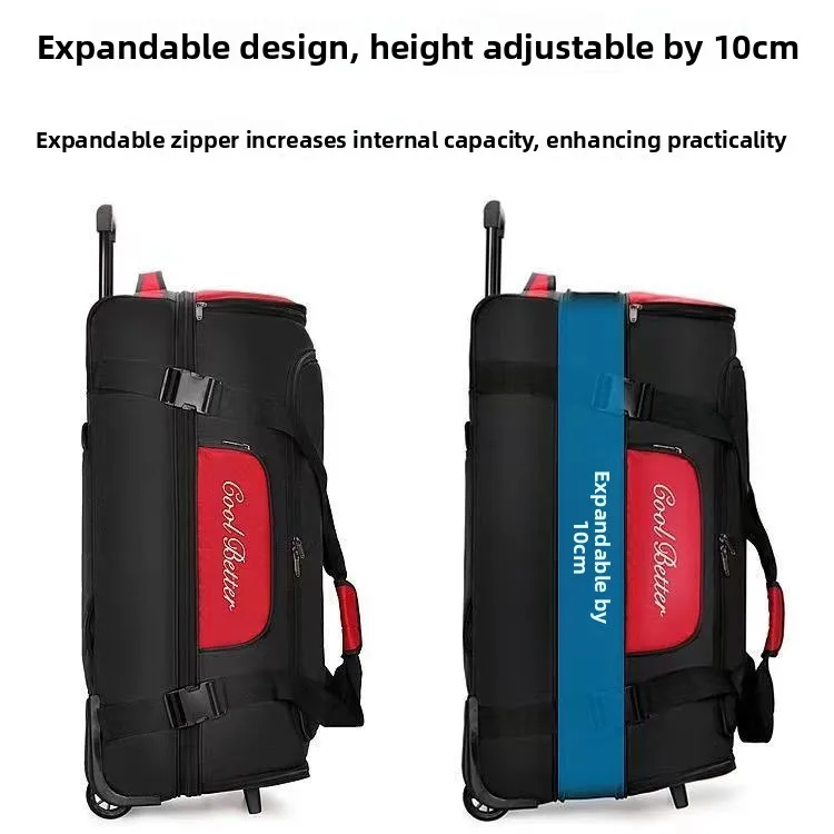 

Travel Ox Cloth Double oulder Bag with Pull Rod Large Capaci Handheld Blanket Storage Bag Soft Bag Wheel Bag