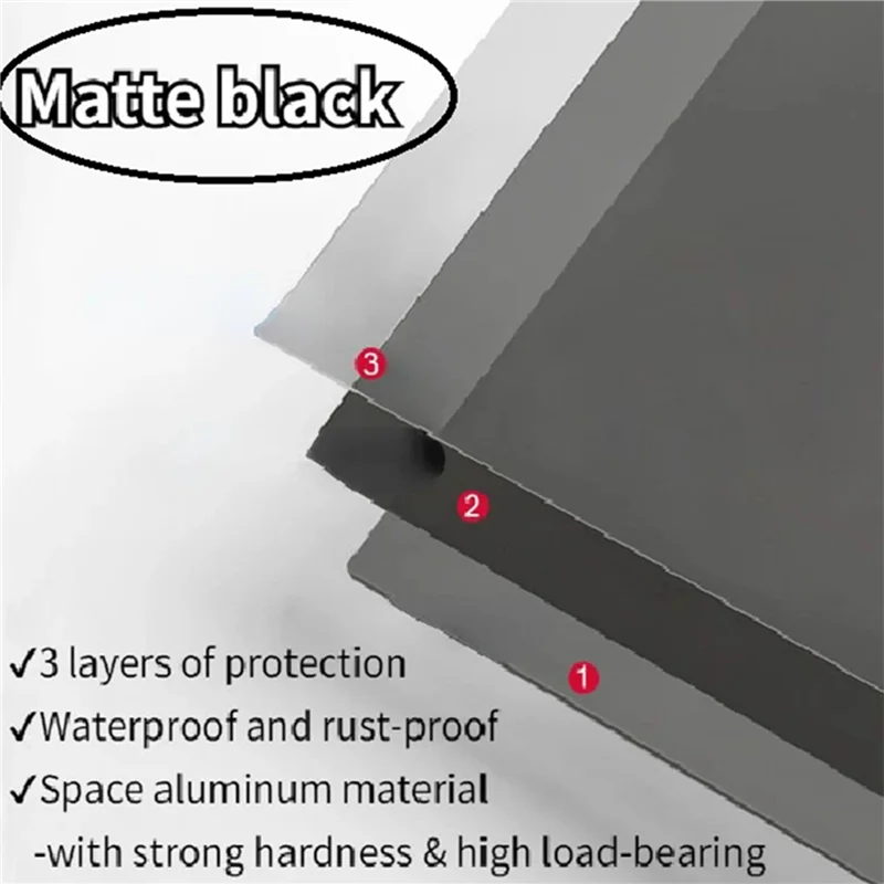 

ABPR-5X Floating Wall Shelf Black For Kitchen Bathroom Storage Rack Mirror Metal Shower Corner Shelves Cabinet Home B