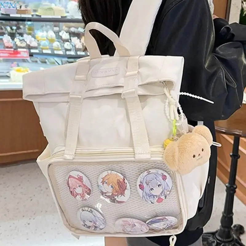 X7XC Large Capacity Backpack Transparent School Bag Daypack Shoulder Crossbody Bag Casual Backpack Notebook Bag Handbag