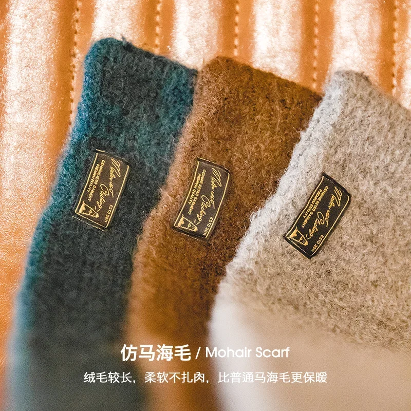 Maden خمر الشتاء الموهير وشاح محبوك الأوشحة الرجال والنساء الدافئة يندبروف بلون بسيط موضة صغيرة الحجم طوق وشاح