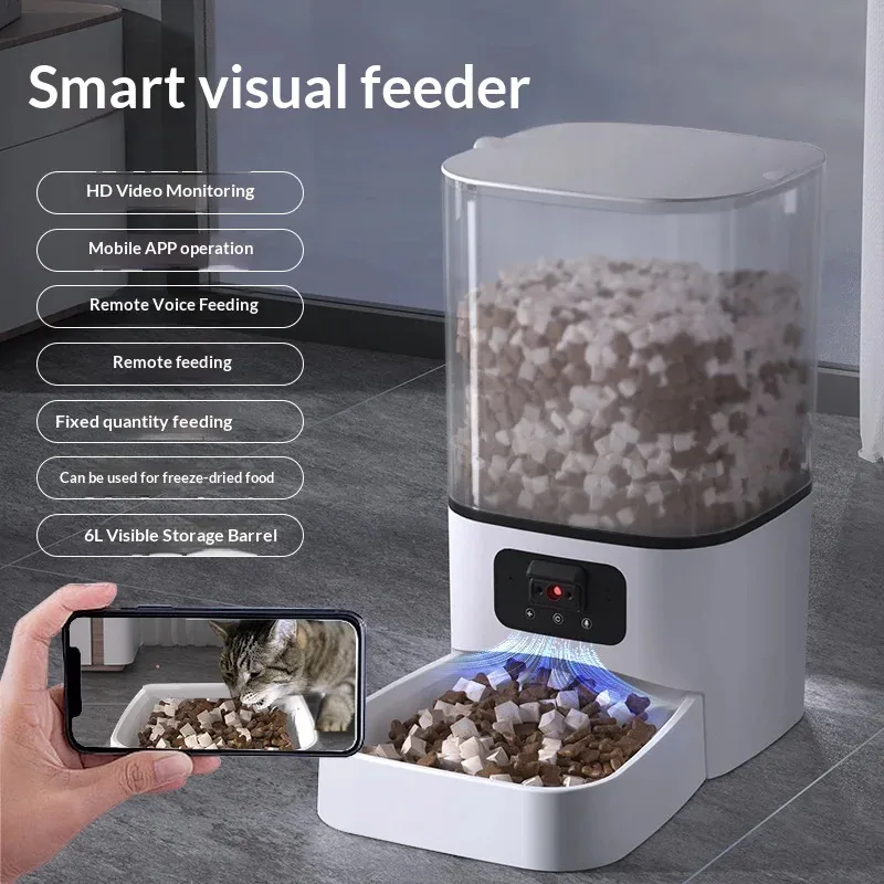 

Smart Auto Pet Feeder - Timer & Portion Control with Camera, Remote Food Dispenser for Cats and Dogs (CE/FCC Certified)​