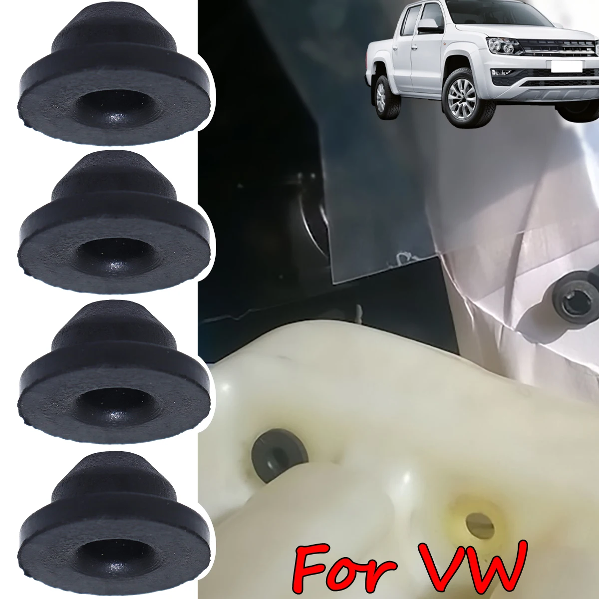 4Pc Windshield Washer Headlight Pump Seal Water Reservoir Gasket Grommet Mount Rubber Bung Cap Clip Plug For VW Amarok Golf Polo
