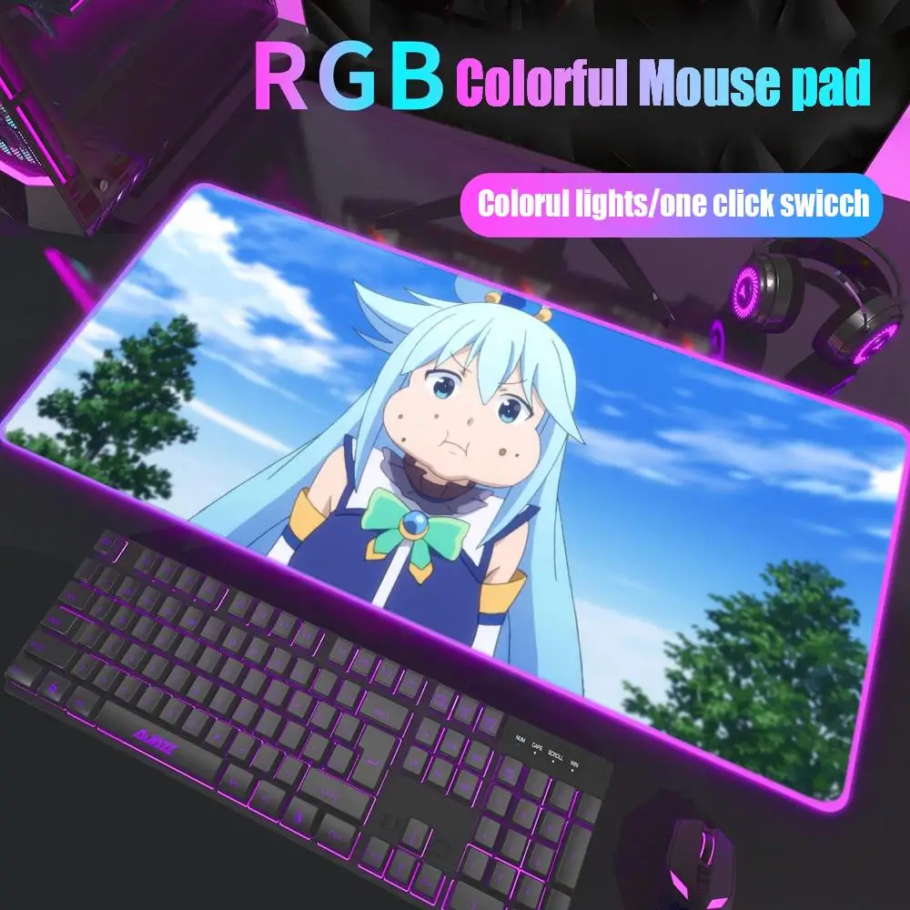 

Konosuba Sad Aqua Mouse Pad Gamer Rgb Desk Mat Back Light Led Mousepad Setup Gaming Accessories Deskmat Big Mousepepad Backlight