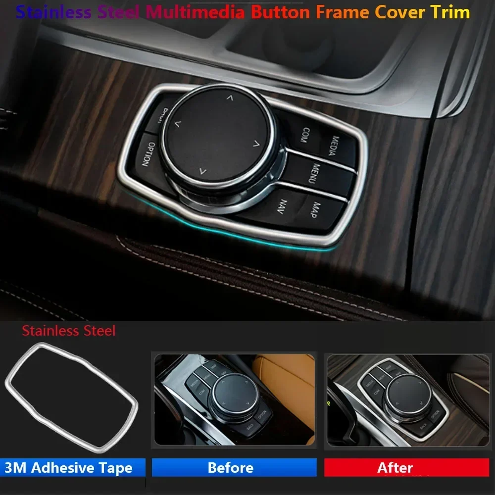 

For BMW 5 Series G30 G38 2018-2022 Aluminum Car Multi Media Frame Framework Trim Stickers Interior Protector cover Accessories