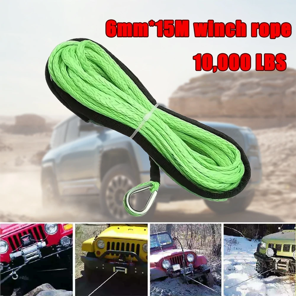 

1/4"x50' 10000LBS Synthetic Winch Rope Line Recovery Cable 4WD ATV UTV for Outdoor Rescue of Off-road Vehicles