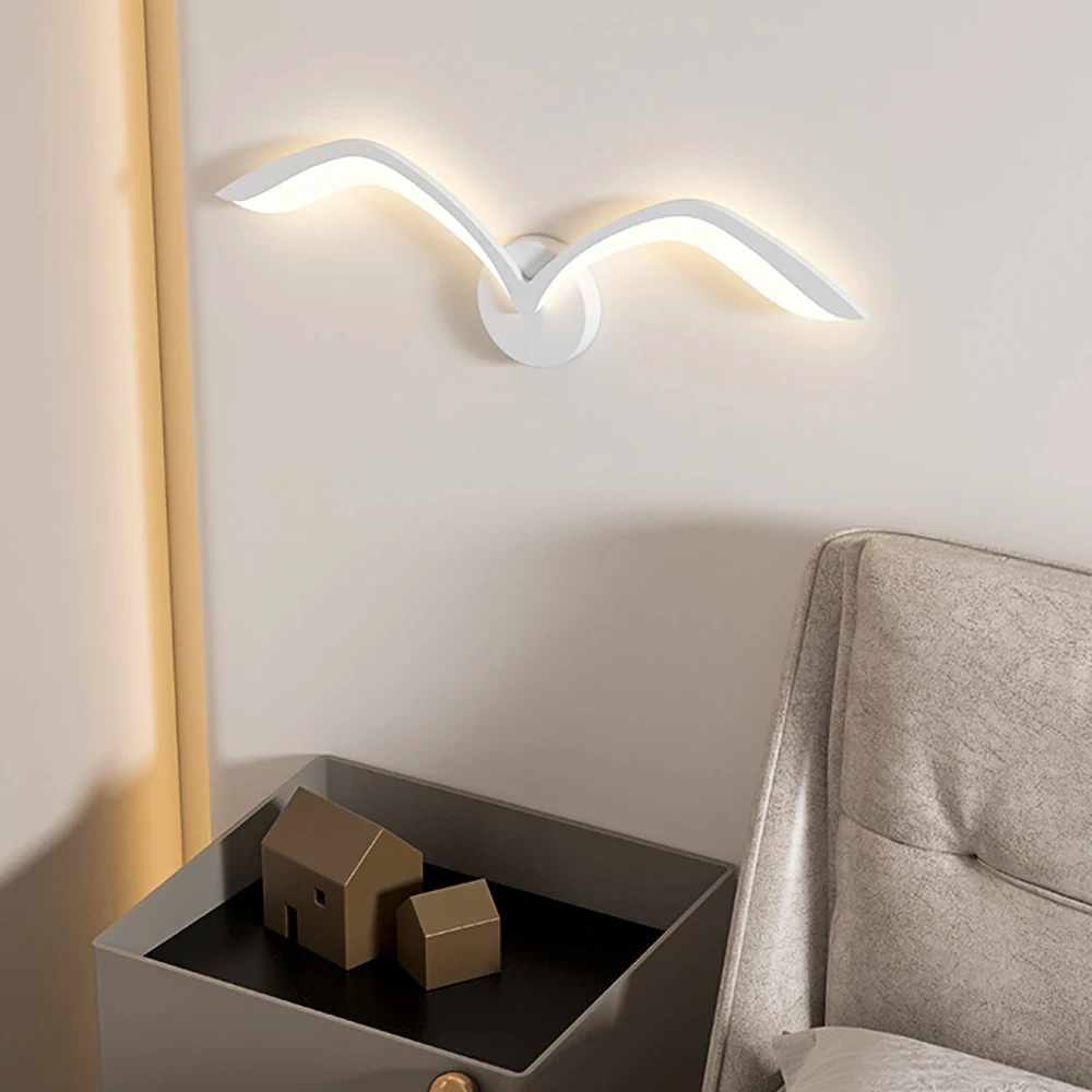 

Nordic Led Seagull Wall Lamp Home Creative Decor for Bedroom Living Room Study Sofa Background Stairs Indoor Wall Light Fixtures