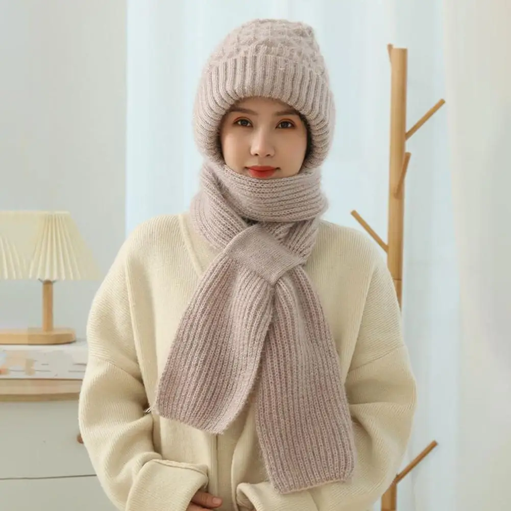 malha de inverno chapéu cachecol conjunto à prova de frio proteção de ouvido cachecol quente meninas gorros ciclismo à prova de vento senhoras ao ar livre bonés