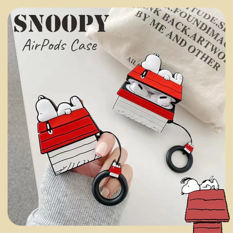 Creative Snoopy Cartoon Cover for Apple AirPods 1 2 3 Case AirPods Pro Case with Lanyard Wireless Bluetooth Earphones Case Gift