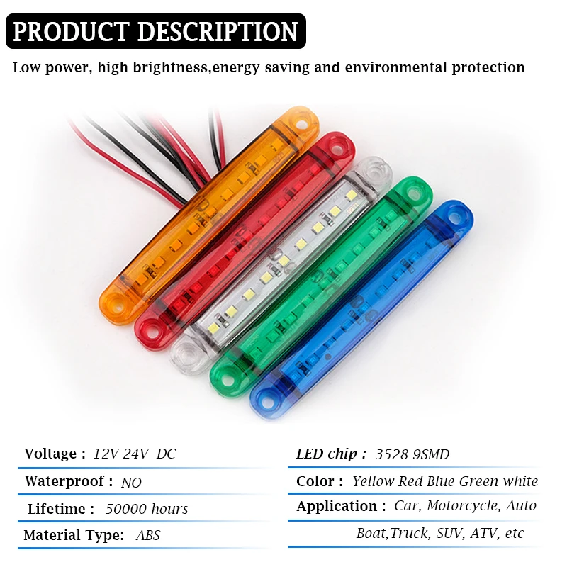 10PCS 9 SMD Light Oval Clearance Trailer 24V Truck Lorry Caravan Camion LED Side Marker Indicator Lamp 12V Luces Remolque