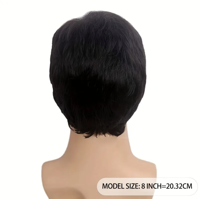 Men's short chemical fiber synthetic wig, suitable for men's daily use, parties, Halloween costumes, black wig accessories