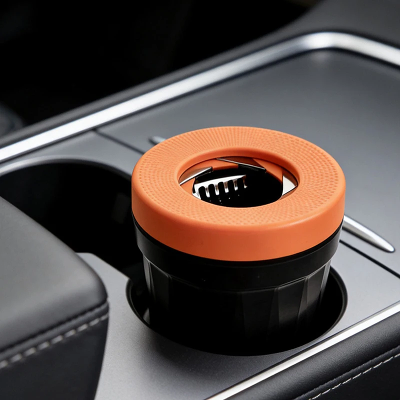 Rotating Lid Car Ashtray Windproof Metal Liner Snuffer Detachable Easy Clean Flame Proof Fit Toyota Honda BMW