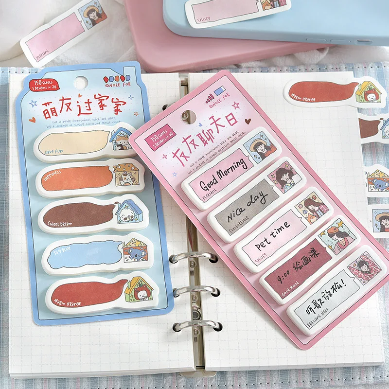 150Sheets Combination Notes Color Fragmentation Series, Simple, Fresh and Cute Memo Message Index Sticker Sticky Tabs Notes