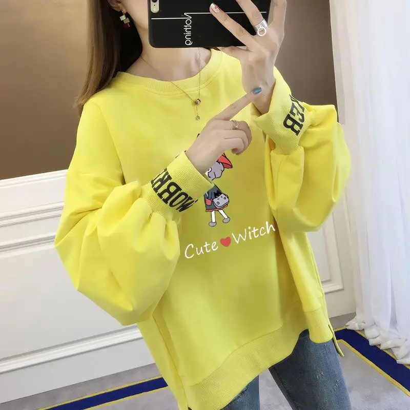 

Fashion Printed Cartoon Loose Casual Tee Shirt Female Clothing 2023 Autumn Oversize All-match Tops Korean T-Shirts