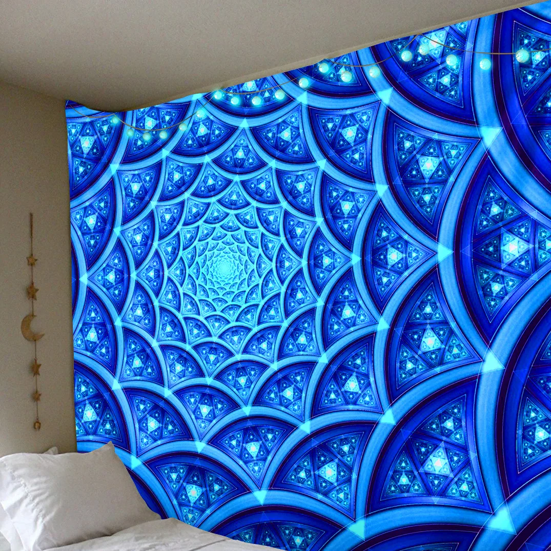 

Psychedelic Wall Art Blanket Blue Digital Printing Wall Hanging Tapestry Boho Room Decoration arazzo da parete 22