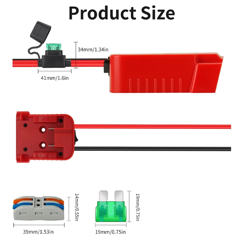 Imagem -05 - Adaptador Power Wheels com Fusível Interruptor para Caminhão rc Milwaukee 18v Bateria de Lítio Robótica Brinquedos Bateria Diy