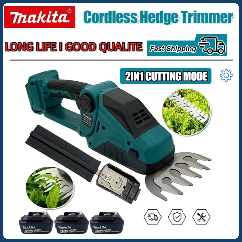 

Makita Mini Handheld Electric Grass Shears Cordless Hedge Trimmer 2-in-1 Operated Shrubbery Trimmer Power Tool