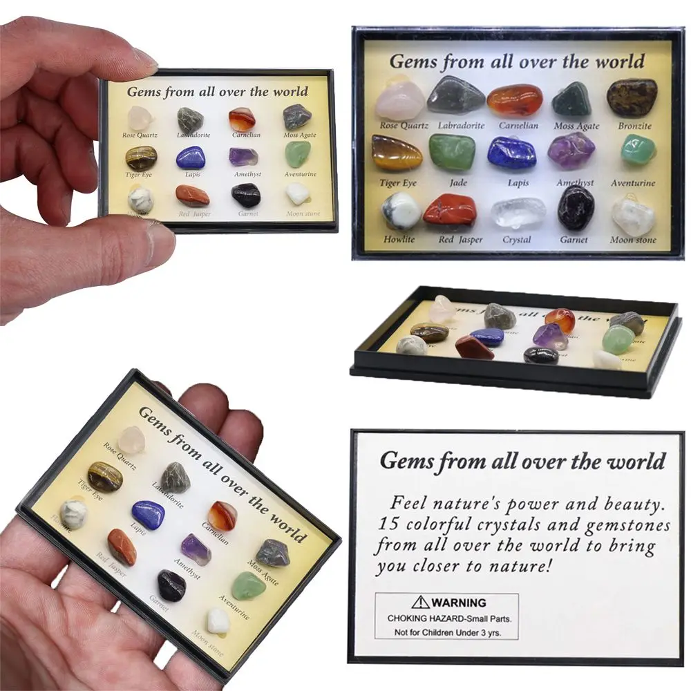 8/12/15 шт. 1 коробка, Подарочные сырые драгоценные камни, минералы мира для обучения географии, кварцевый кристалл, образцы минералов, образцы руды