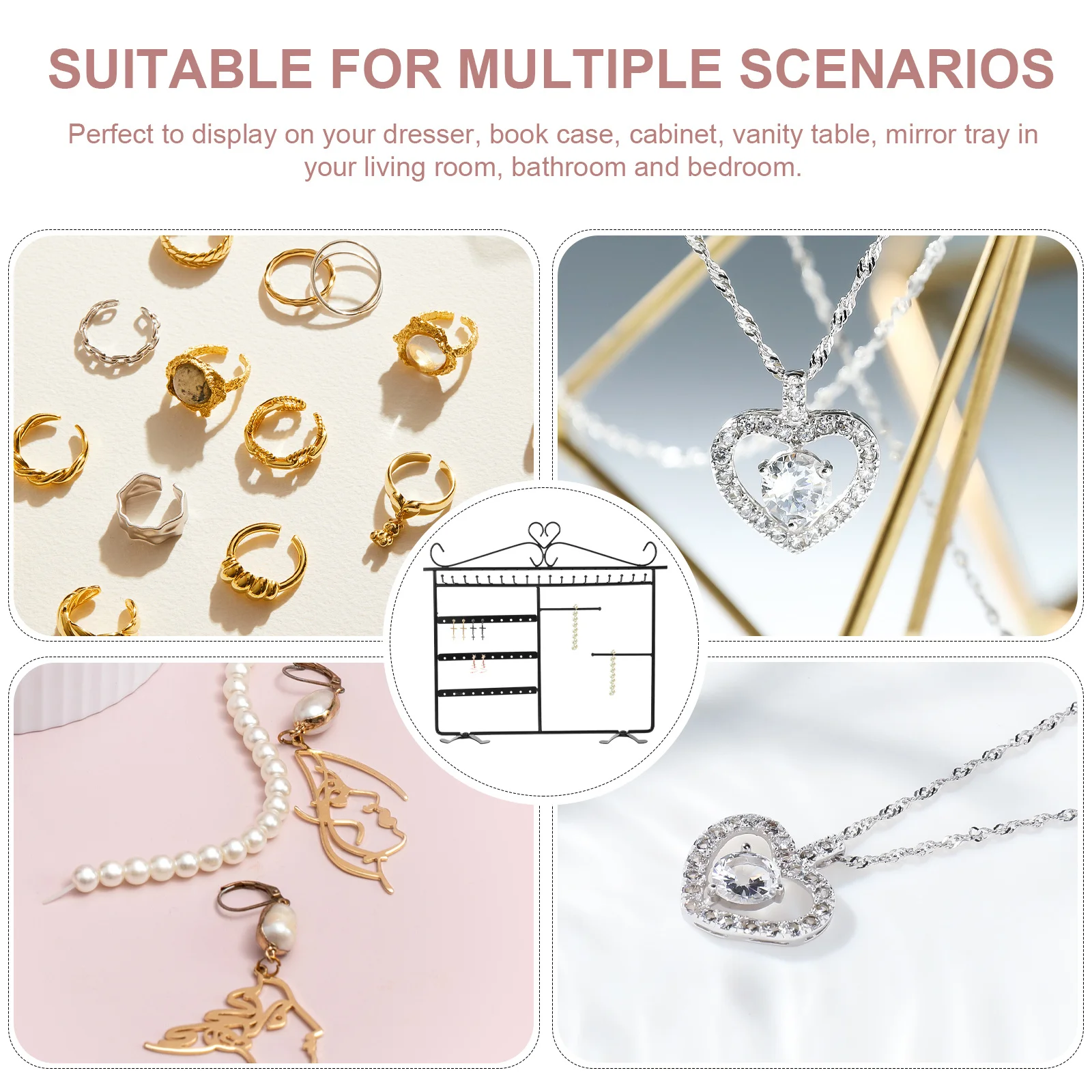 Household Jewelry Display Rack Delicate Earrings Storage Organizer Stand for Necklace Bracelet Watch Display Home Decorative