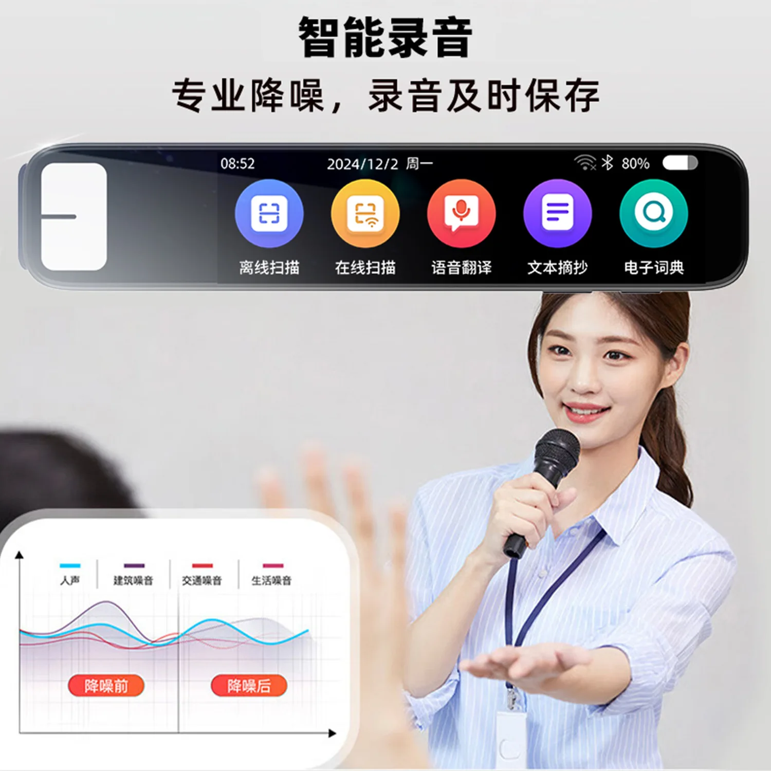 قلم ترجمة GPT AI 150 لغة AI Scan قلم ترجمة ذكي نقطة ترجمة غير متصلة قراءة تعلم مترجم صوتي ﻿