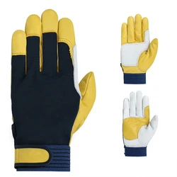 Guantes de trabajo para hombre, guantes elásticos de agarre resistente de cuero para construcción de utilidad, corte de madera, piel de oveja, jardinería, caza, 2010