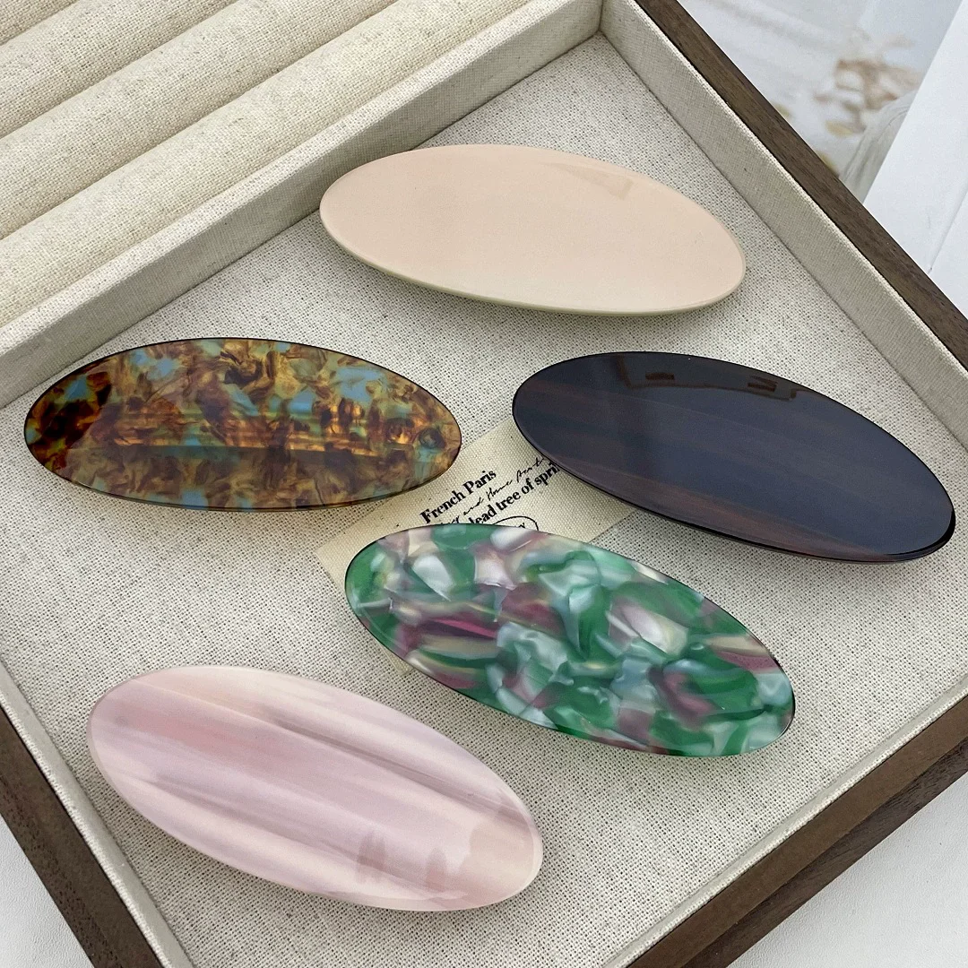 

Vintage Design Oval Spring Clip Simple Fashion Acetate Colorful Hair Clip Hair Accessories For Woman Girls