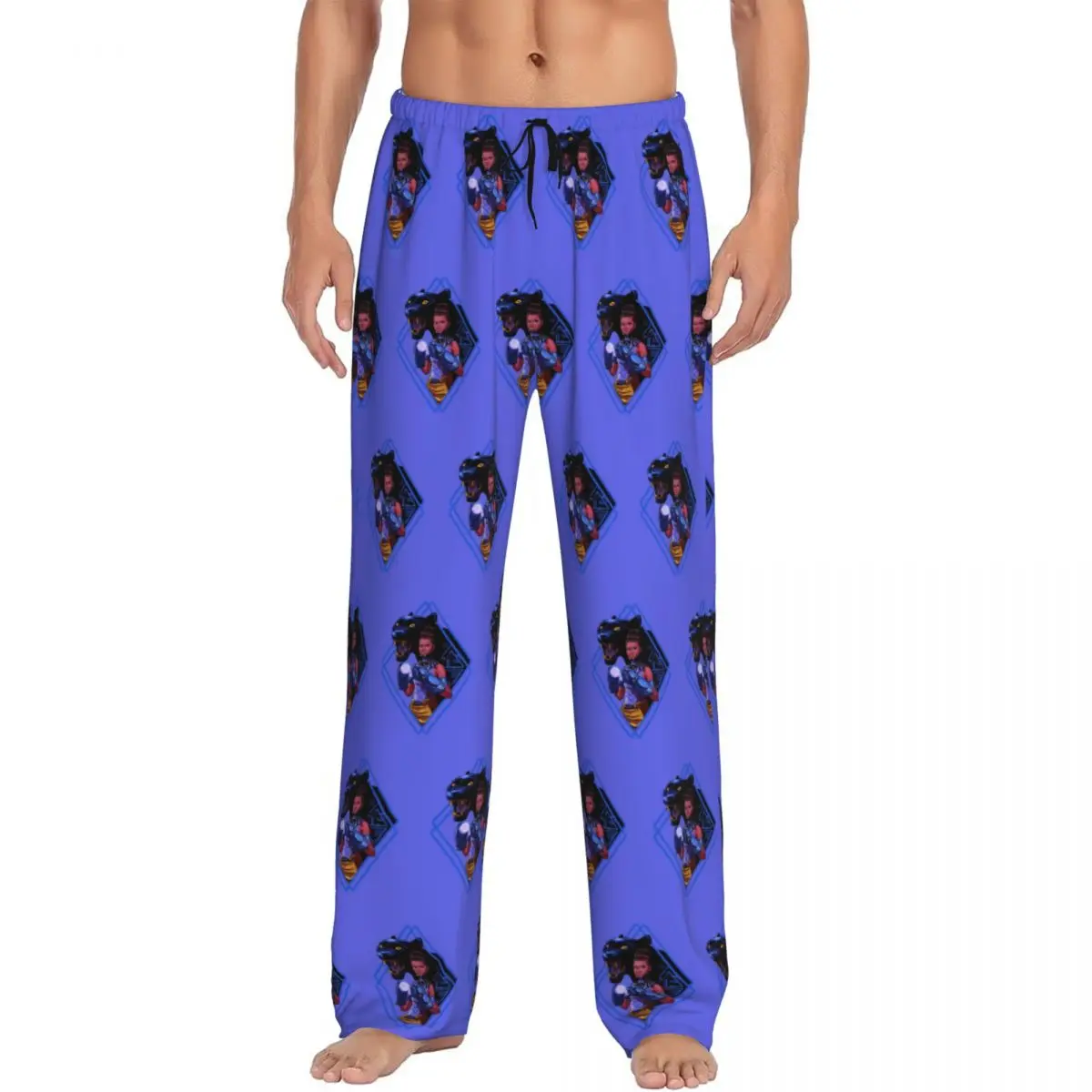 

Custom Black Panther Pajama Pants for Men Superhero Film Sleepwear Lounge Sleep Bottoms Stretch with Pockets